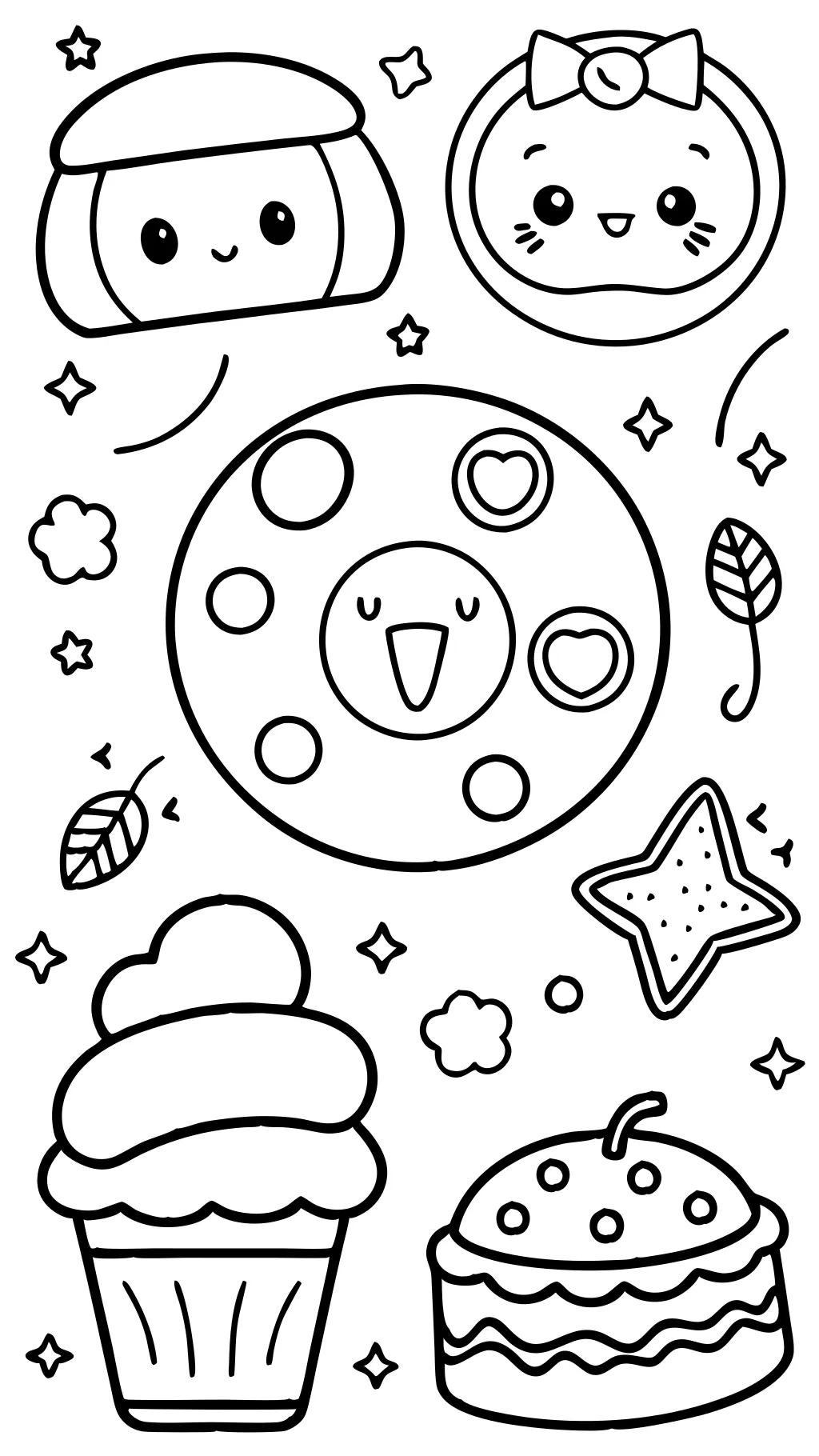 food kawaii cute coloring pages